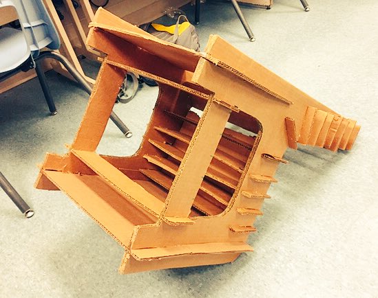 Need a seat? Mr C's Ss cardboard construction assignment. Fantastic work!  <a href="/Makerspaces_com/">Makerspaces.com</a> <a href="/MakerEdOrg/">Maker Ed</a> <a href="/TDSB_STEM/">TDSB STEM K-12</a>