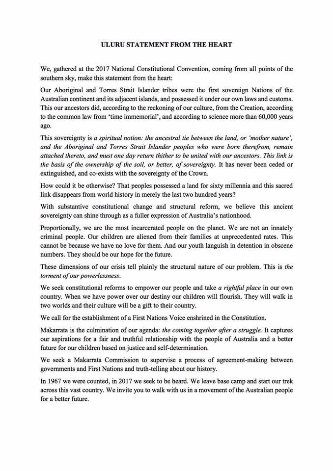 CommunityLawVic's tweet photo. "In 1967 we were counted. In 2017 we seek to be heard."
Time to make Makarrata happen. #Treaty #SorryDay #UluruSummit #Makarrata https://t.co/EMkc5Wpi1k