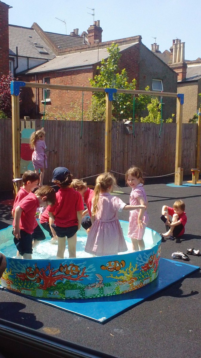 Reception are loving this weather, cooling off in their giant pool!!🌞🌞 #chillingoutinthesun