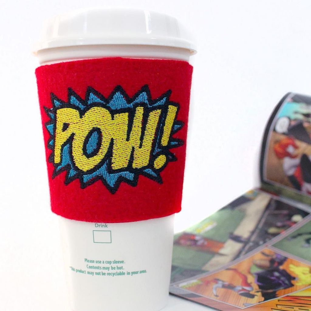 POW! Comic Book coffee sleeve a must have for all coffee junkies, it makes #comiccon so much more fun!.... available now in the @kawaiihair…