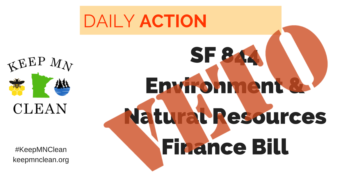 KeepMNClean's tweet image. Action: Our work to #KeepMNClean is not done! The Enviro $ Bill is still terrible. Ask @GovMarkDayton to VETO keepmnclean.org #mnleg