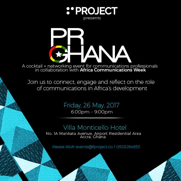 FProject_Agency's tweet photo. We look forward to networking with PR/Media Professionals tonite @VillaMonticello for @AfricaCommsWeek closing event #PRGhana #Ghana https://t.co/9Nc1sAJK7J