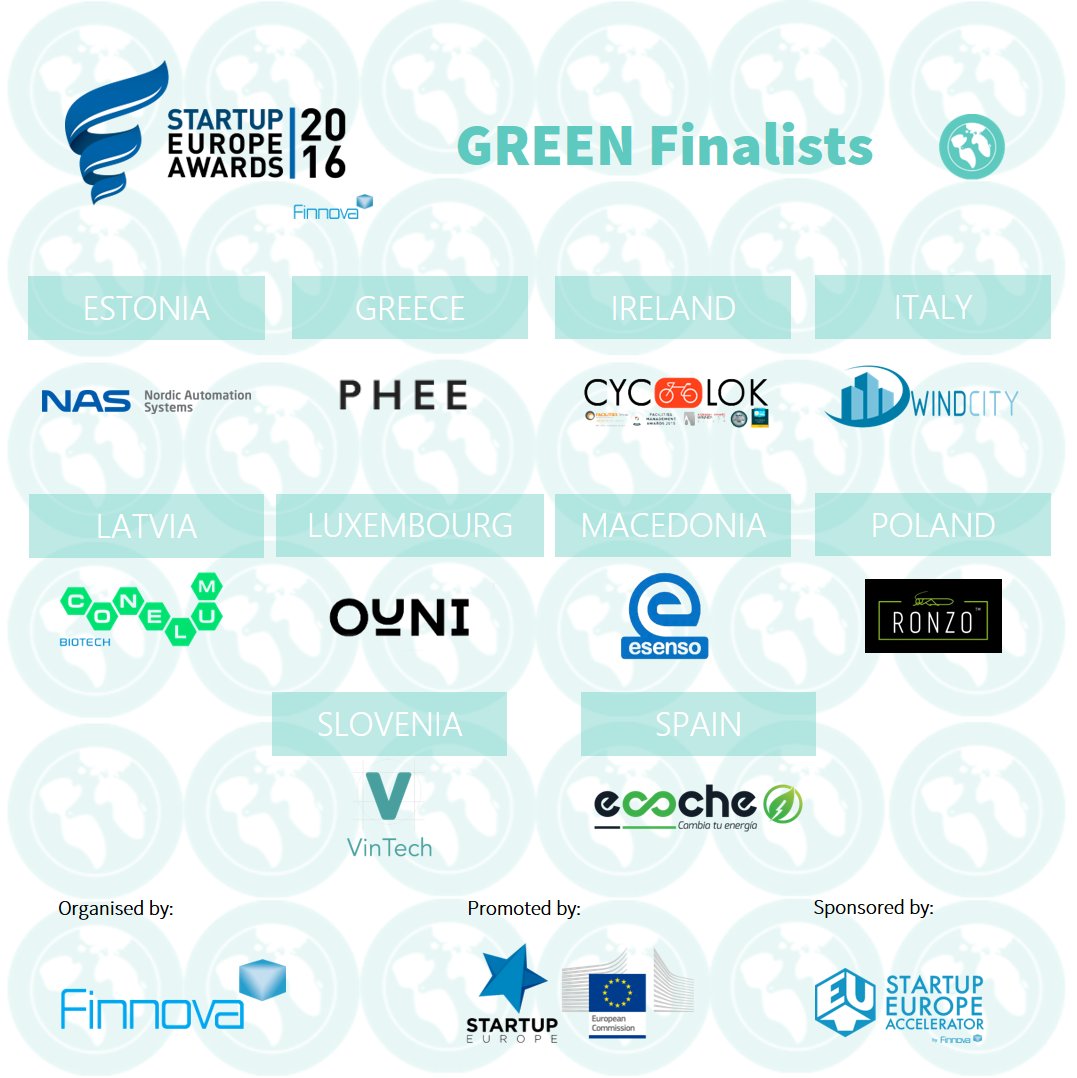 These #startups take sustainability seriously! Meet the finalists of <a href="/StartUpEUAwards/">StartUp Europe Awards</a> #SEUA16 in #Green Category startupeuropeawards.com