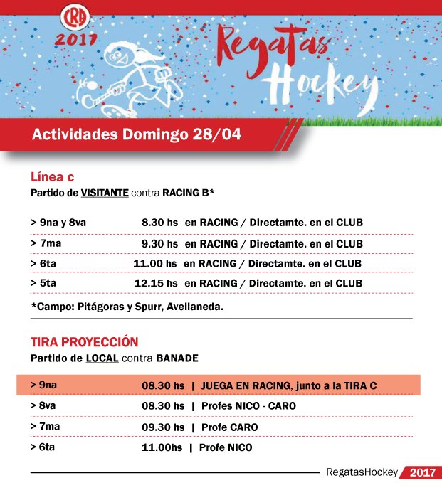 Regahockey's tweet photo. Recuerden que las jugadoras de la línea C no cuentan con micro este fin de semana. Se encuentran directamente en el predio de Racing Club. https://t.co/kCxbqhQ4xS