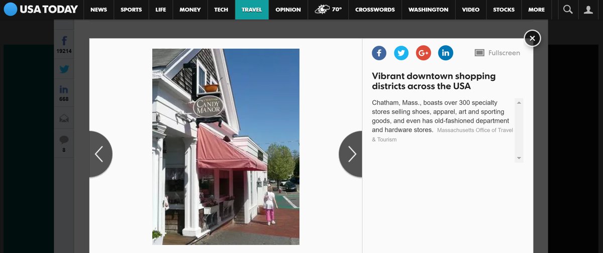 . <a href="/USATODAY/">USA TODAY</a> named Main Street in #Chatham a top 10 Great American Shopping street (Only 1.5 miles away). We agree! #CapeCod #Vacation