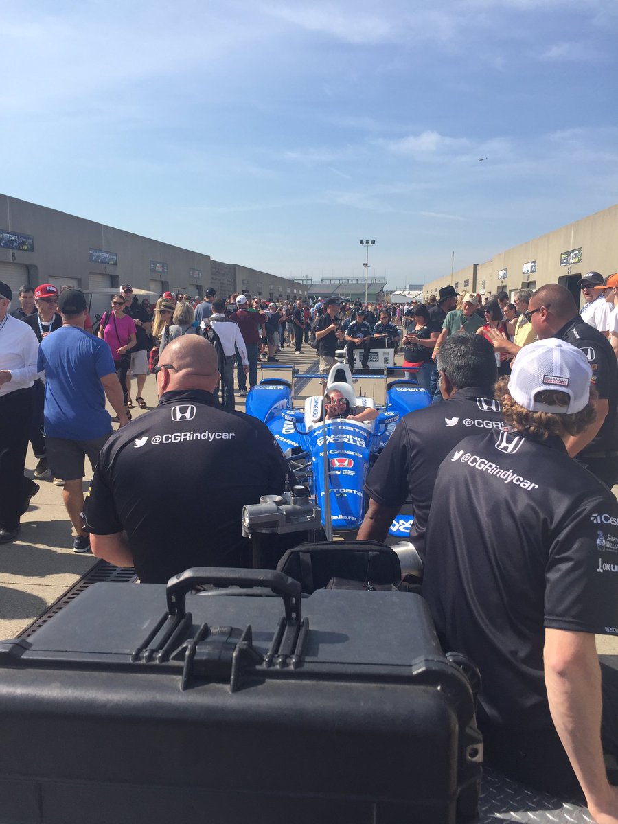 IndyMHull's tweet photo. The @CampingWorld #INDYCAR   draws a crowd #Indy500 -- it's time to go 
@marcuslemonis https://t.co/7v7SYOVmHU