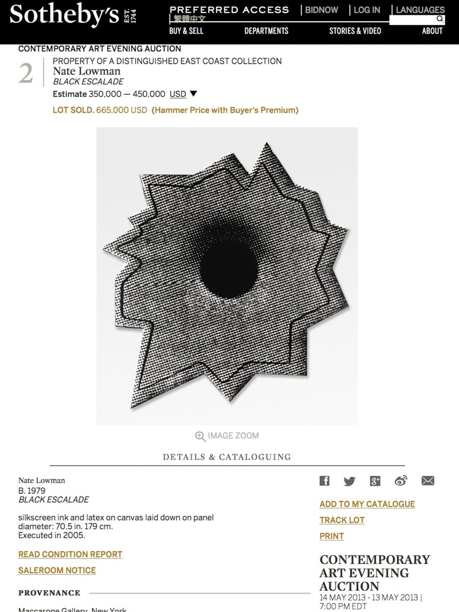 Nate Lowman sold at @Sothebys resembles work in the collection of Ivanka Trump & Jared Kushner shown on @Instagram