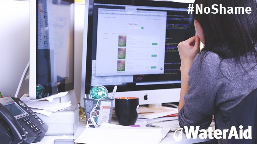 WaterAidUK's tweet photo. Our #MHDay survey found 87% of British women would feel uncomfortable putting a sanitary product on the table in a work meeting. Would you? https://t.co/1Czhjhy1BR