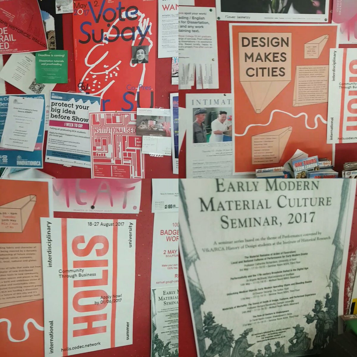 earlymodseminar's tweet photo. The notice board...we have a presence on the notice board. Granted it is in a teeny tiny corner. But hello NOTICEBOARD. #posterlife #rca https://t.co/OAntPzXVJL