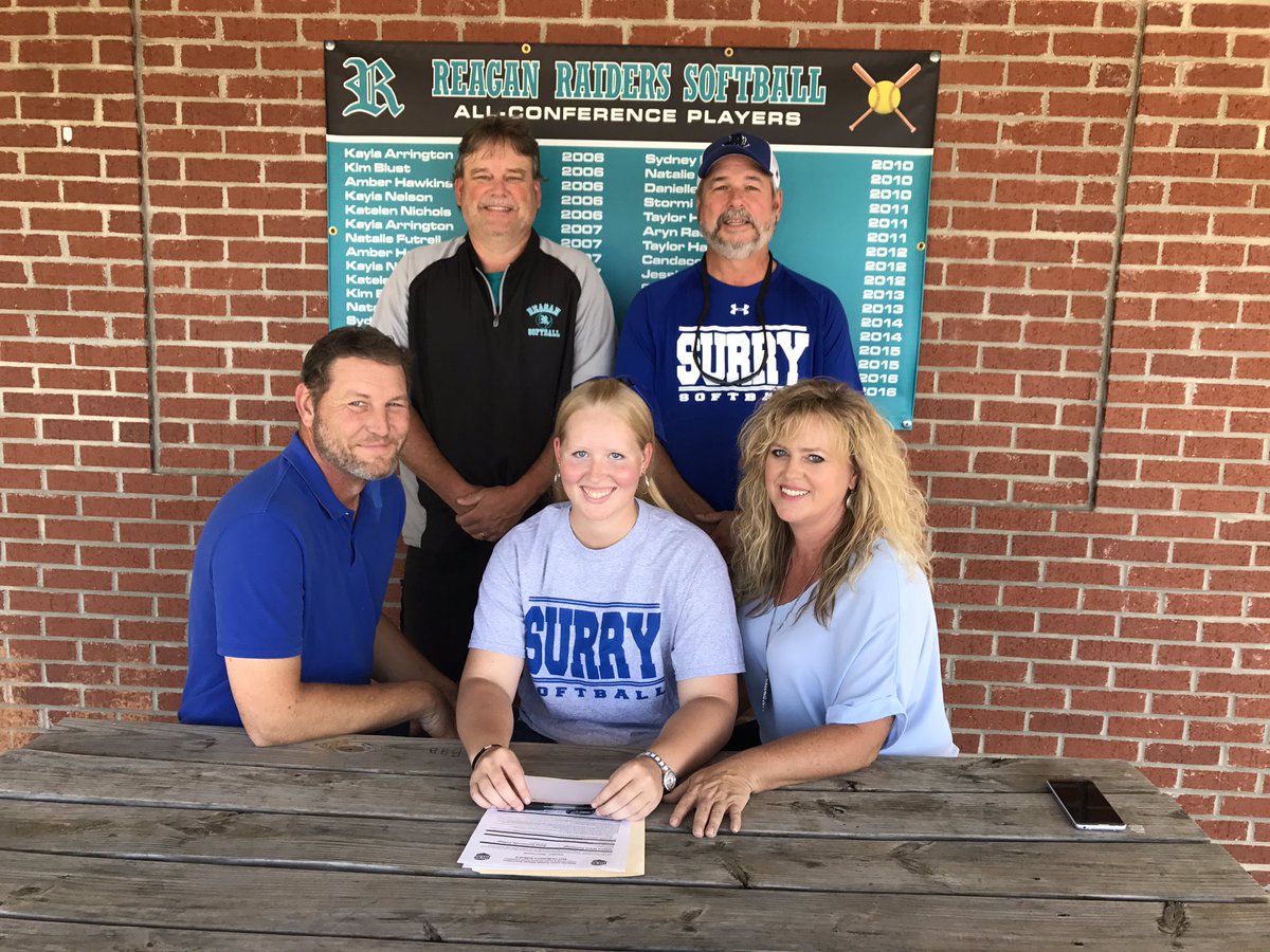 ReaganSoftball's tweet photo. Congratulations Jessica Cummings for signing to play at Surry Community College! Good luck!!! We are proud of you!! https://t.co/ovE9joH4dY