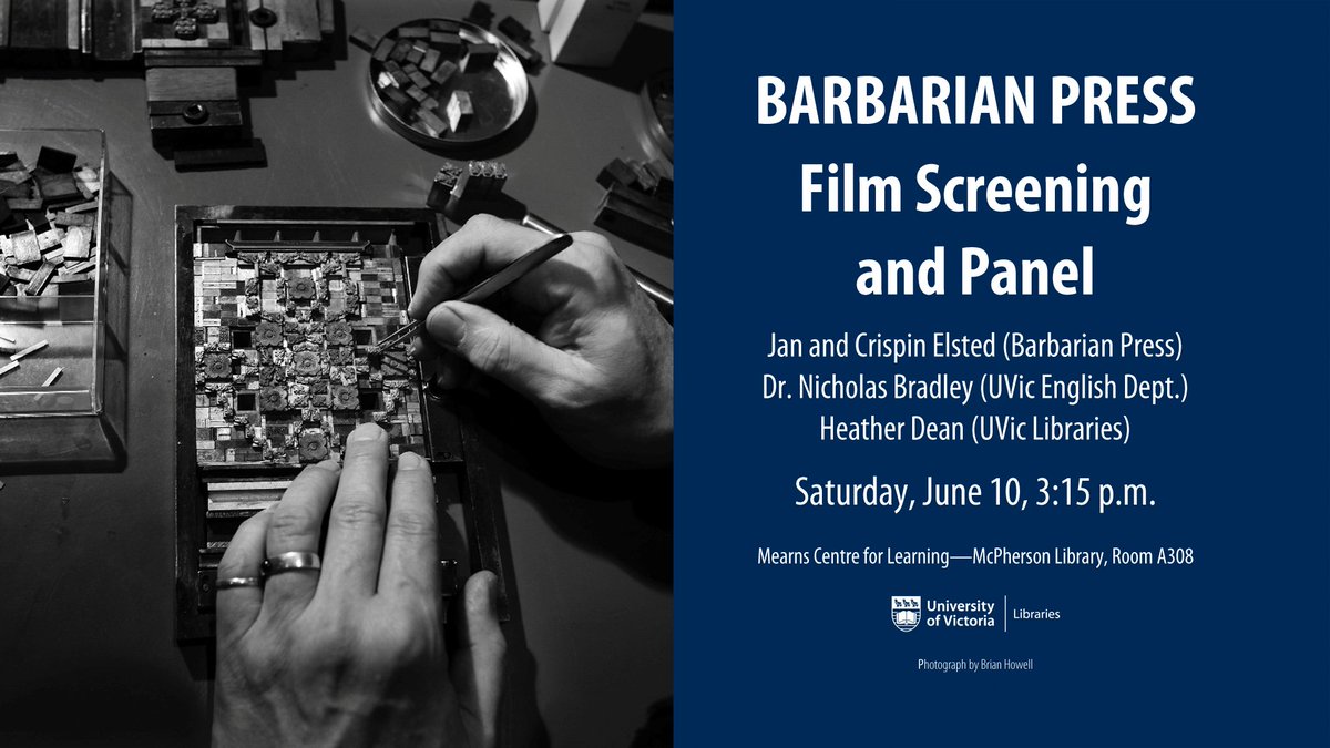 Curious how books were made over centuries? Join us for a film about the Barbarian Press by filmmaker <a href="/SarahRace/">SR</a> <a href="/BarbPressFilm/">Barbarian Press Film</a> <a href="/SHARP2017/">SHARP 2017</a>