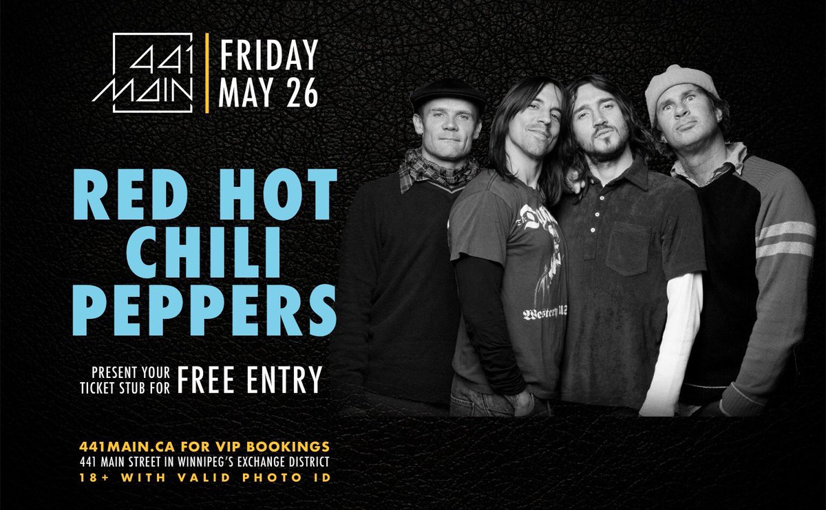 AlokinEnt's tweet image. Free entry tonight at @441Main with your ticket stub from the Red Hot Chili Peppers concert! #musewpg