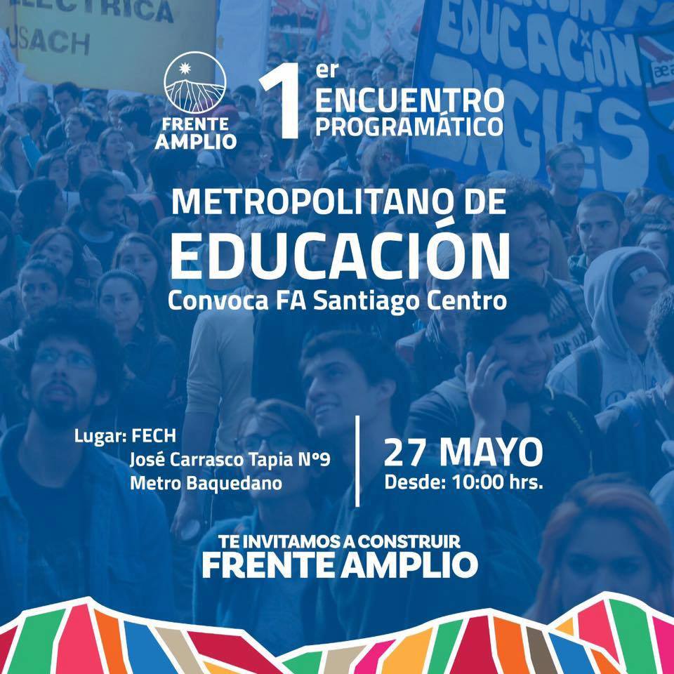 RDStgo's tweet photo. Recuerda que este SÁB 27 será el Primer Encuentro Programático Metropolitano de Educación. T@dos invitad@s a participar! #FrenteAmplio https://t.co/P8J0gQC97B