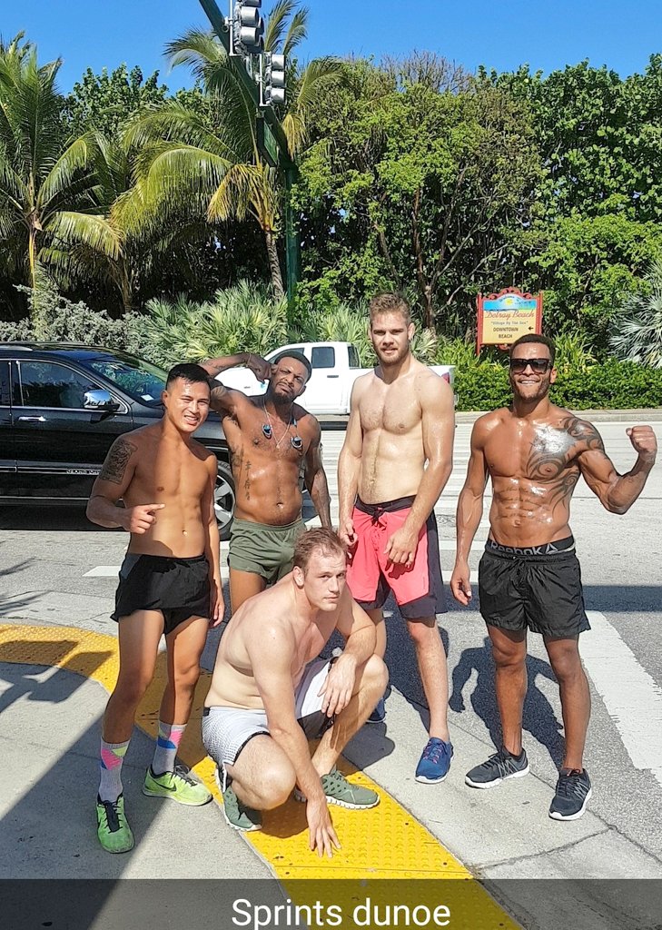 Levels.... @FollowTheMenace @AndreSoukMMA <a href="/ViktorPesta/">Viktor Pesta</a> @TallSteve1992 with leading S&amp;C coach <a href="/DrCPeacock/">Corey Peacock PhD</a>  #runningmen