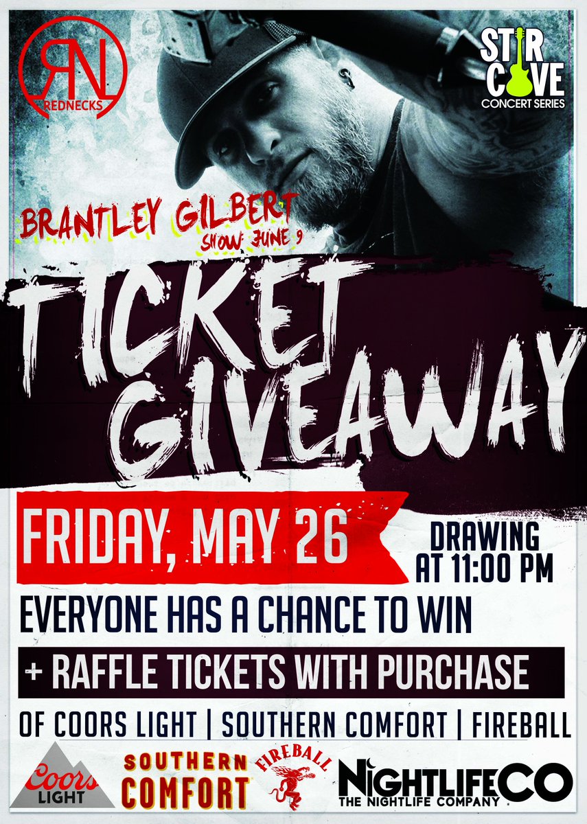 rednecksomaha's tweet photo. Join us tonight as we're giving away tickets to @BrantleyGilbert at @stircove Everyone has a chance to win! https://t.co/es41qtBOnu