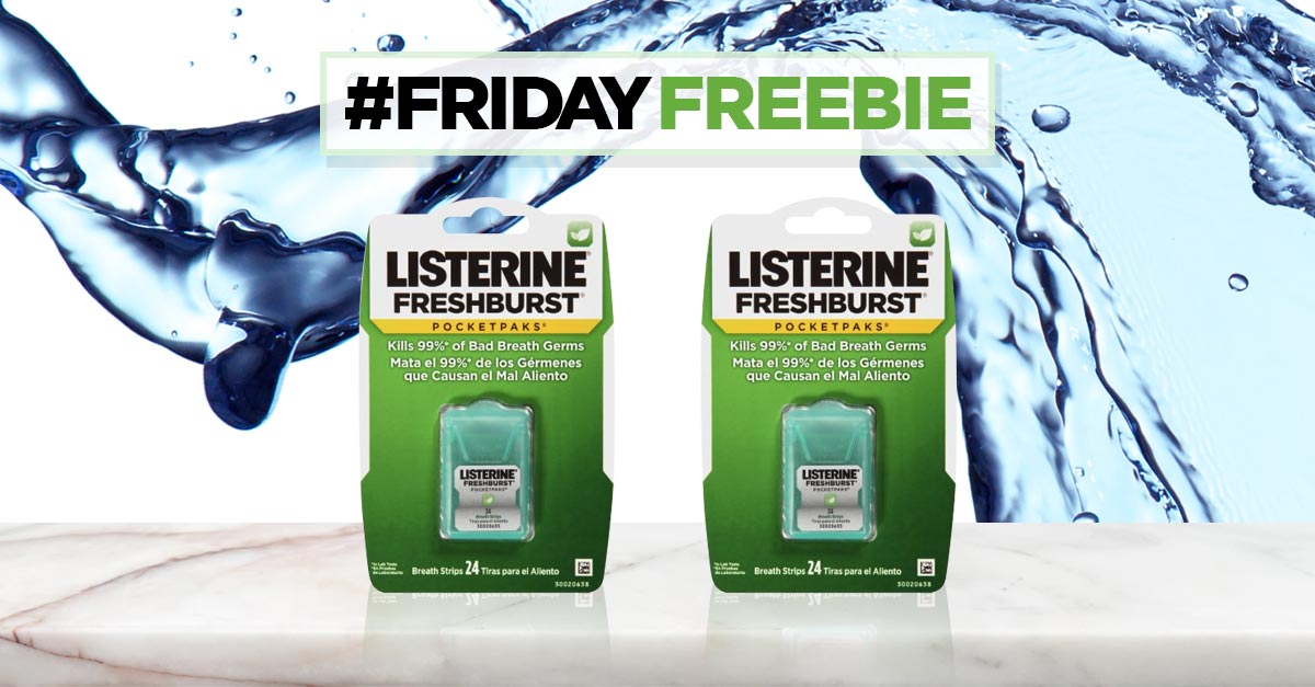 #FridayFreebie - 2 Pack of Listerine PocketPaks FreshBurst! Click here for a chance to win our giveaway: woobox.com/cah62y