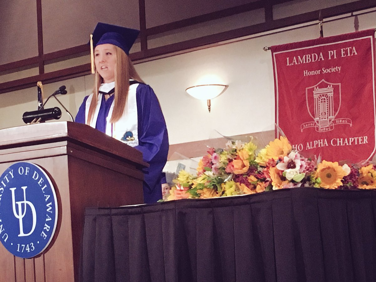CaroBar2's tweet photo. Breaking: top student Natalie Ambrosey addresses WHOLE 2017 graduating #UDCOMM studs & fam for #convocation - #proud! #UDGrad2017 https://t.co/3LFy4uznrD