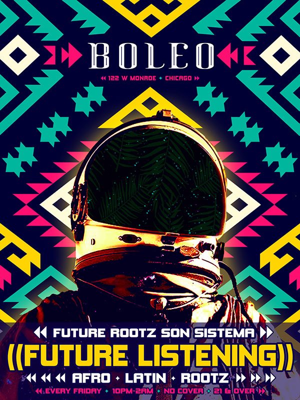 5Magazine's tweet photo. Tonight in #chicago: Future Listening with #futurerootz at Boleo #afro #latin #roots - 122 W Monroe 🔥 https://t.co/WftDtTusSX