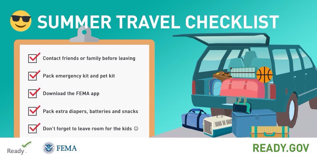 Readygov's tweet photo. Traveling over #MemorialDayWeekend? 🇺🇸Pack an emergency kit for each person in your car: https://t.co/C5h81WgBuz #SafeTravels https://t.co/Z3VuX2lHuw