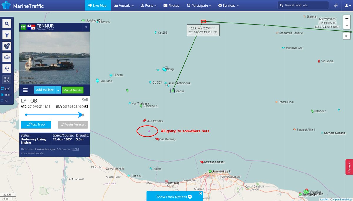 2_teikumi's tweet photo. #Tennur SAR since ~13:30 UTC; #AnwaarAlNaser maintaining position ~10km off Tripoli https://t.co/g5kVbmcKGj