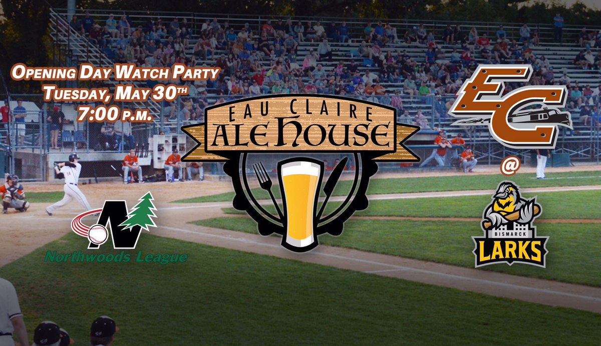 ecexpress's tweet photo. Open the 2017 Northwoods League season at the @ecalehouse1 for the Opening Day watch party as the Express travels to Bismarck! #OffTheTrax https://t.co/AilIG2C5Kc