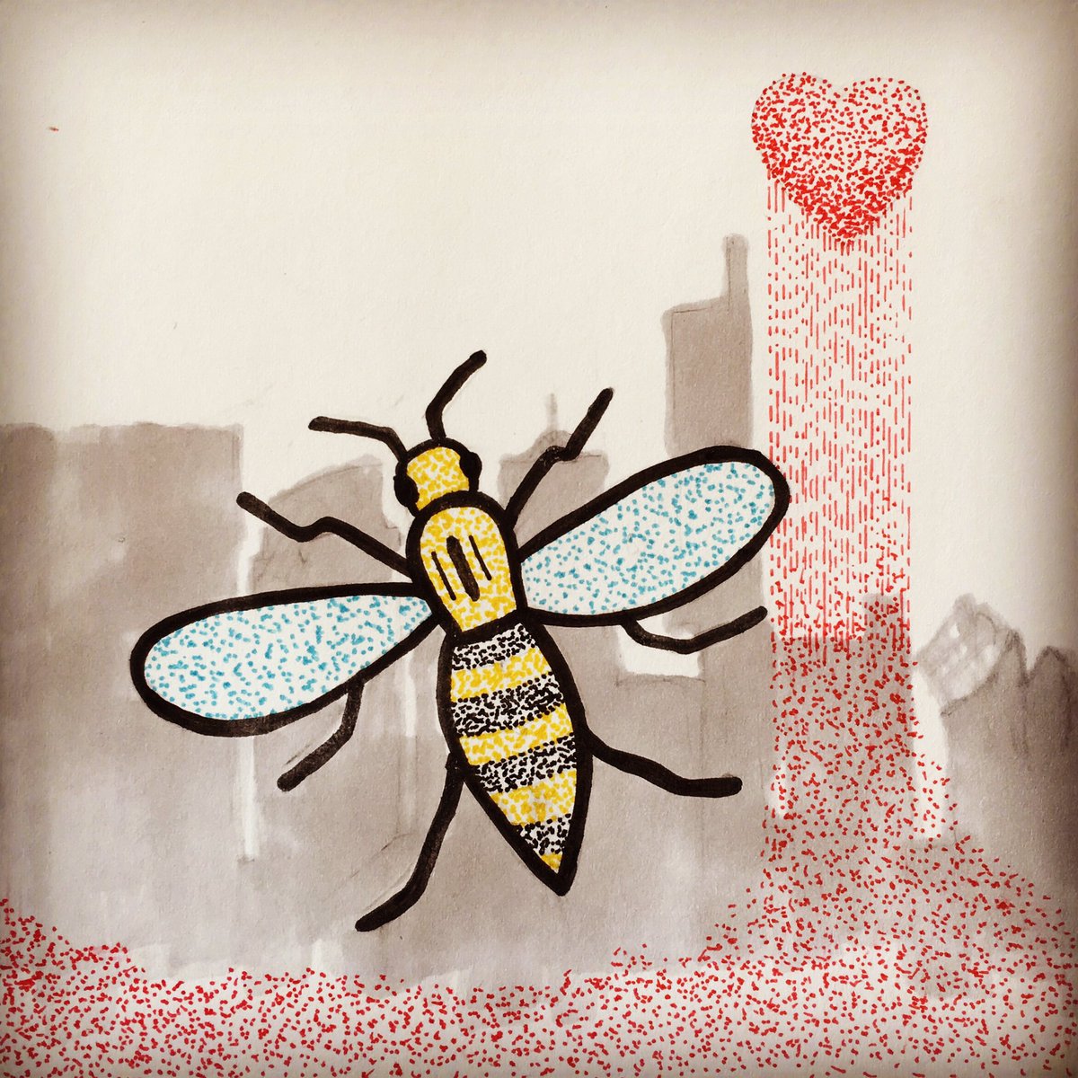 "Always remember, never forget, forever Manchester" Tony Walsh #Manchester #strongtogether #bee #mancunians #illustration #happyboost