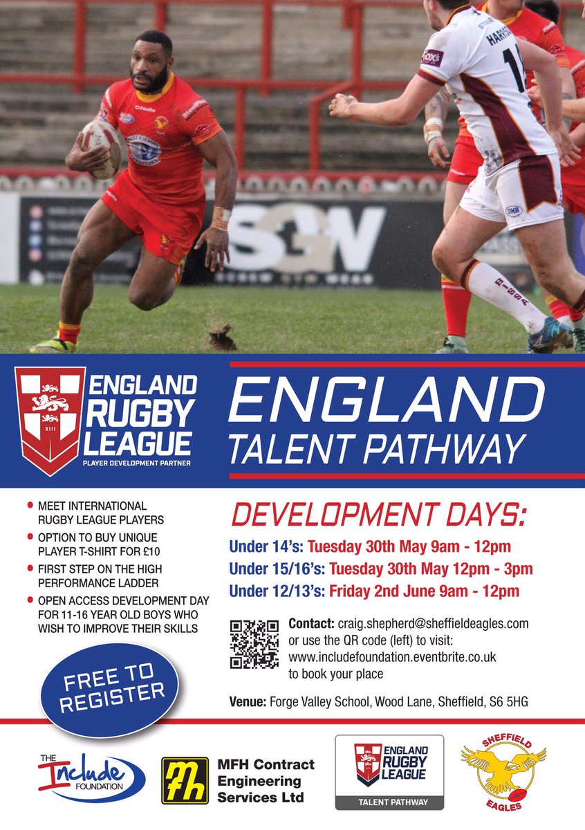 INCLUDEfound's tweet photo. Last chance to book onto the @ETP_RL Development days! Open access, a taste of high performance. #Sheffield #Rotherham #Barnsley #Worksop https://t.co/sEE4b6yAUA