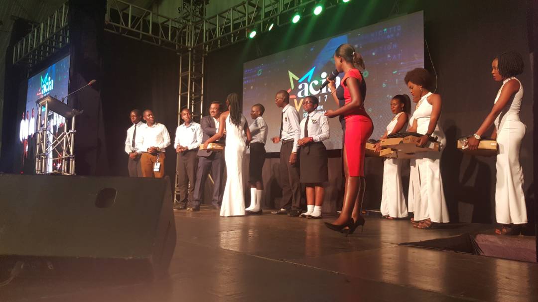 UCC_Official's tweet photo. Katikamu SDA scoop for the Young ICT Innovators Category(Raising Stars)for their safe child app they each walk away with a laptop.
#ACIA2017 https://t.co/vhfvncZvDM