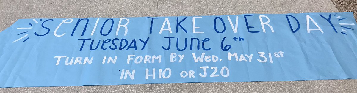 IRHSCO17's tweet photo. Hey Braves! Senior Takeover Day is on Tuesday June 6th! pick up a form in H10 and return it by Wednesday May 31st💙💙 https://t.co/gfmXYn87vT