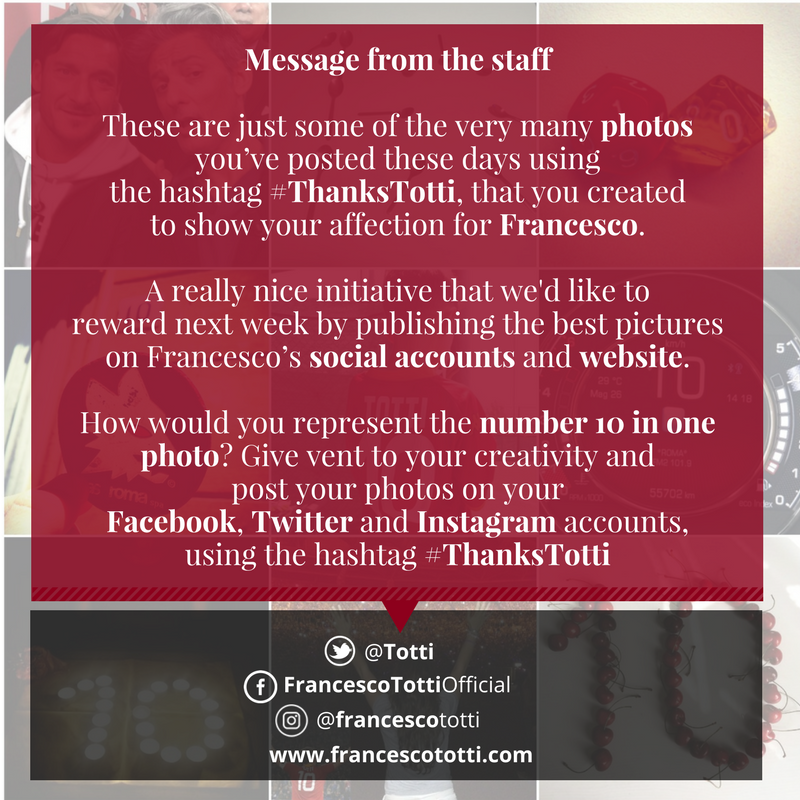 Totti's tweet photo. Comunicazione da parte dello staff // Message from the staff #ThanksTotti https://t.co/d2VImkXLvt