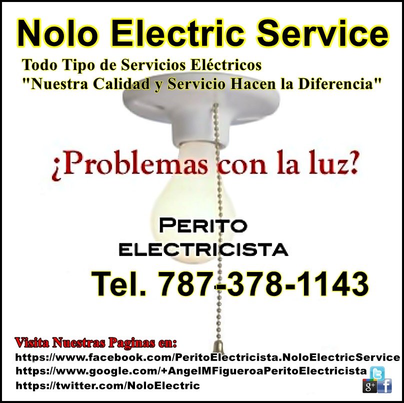 NoloElectric's tweet photo. #Electricista #Electricidad #PeritoElectricista
#NoloElectricService #NoloElectric  #PR #AEE 
#Certificación #reparación #instalación #Luz https://t.co/0Uxd6ja5AB