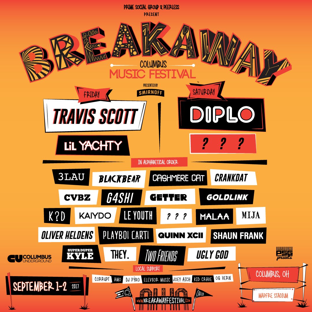 BreakawayFest's tweet photo. @diplo @whoskid Peep the full lineup, and see you in Columbus, OH, on Sept. 1-2! https://t.co/Ys8ND7dKEU https://t.co/OSKV5gW7kf