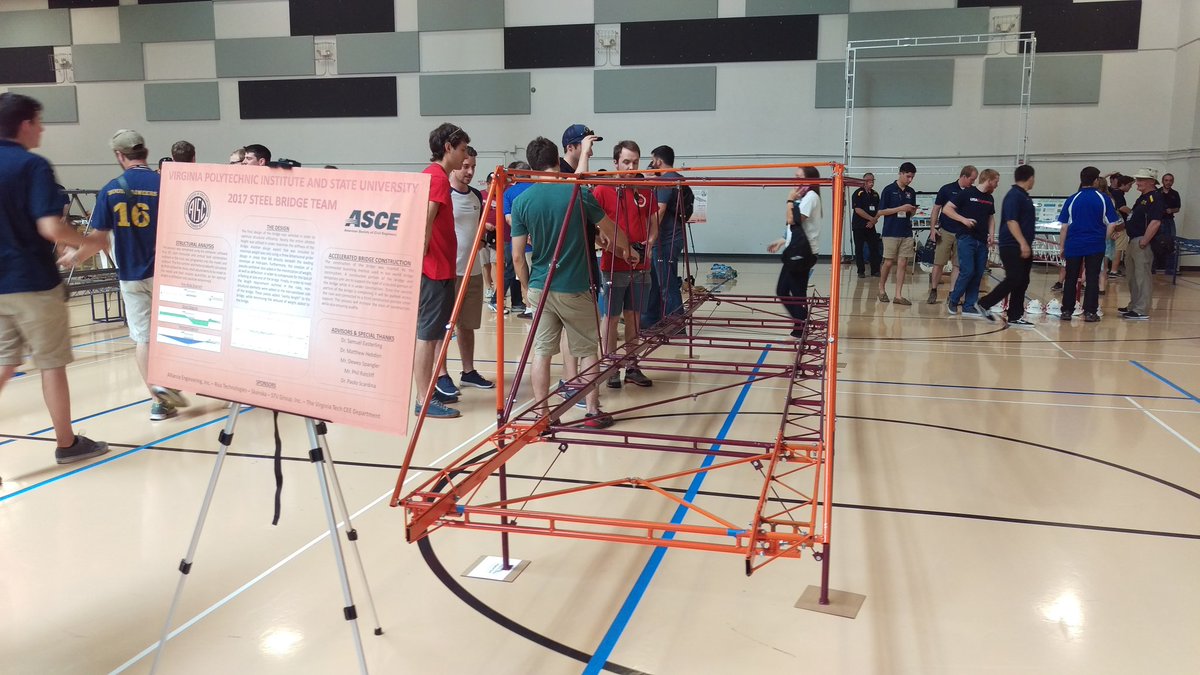 VirginiaTechCEE's tweet photo. All set up and ready for display! Other teams are very interested in our construction technique, but we won't tell 😉 https://t.co/5twlCBdQdL