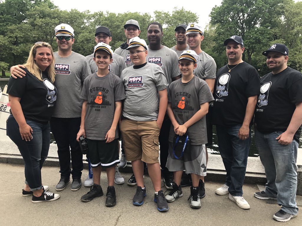 Day 5 of @yankees #HOPEWeek, Tyler Cashman [at C] was honored in Central Park.