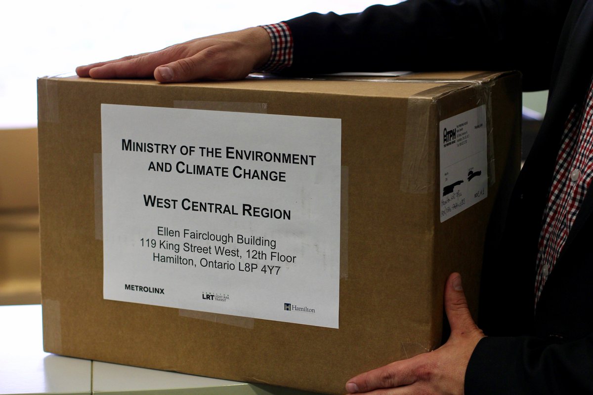 HamiltonLRT's tweet photo. An exciting milestone - #HamOntLRT's Environmental Project Report Addendum was delivered to @ONenvironment today! #HamOnt https://t.co/0zuMbunnmQ