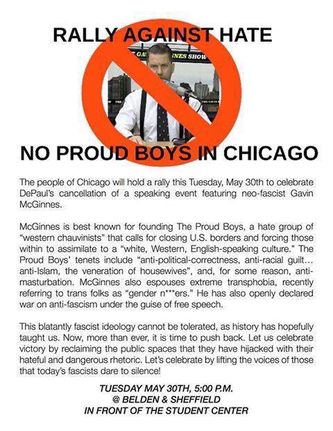 Gavin_McInnes's tweet photo. Protestors in Chicago are going to protest my talk that they got canceled. WTF? https://t.co/R2SBdRzGff