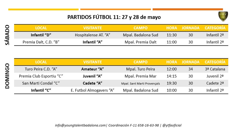 FÚTBOL BASE | Aquí tenéis los partidos de nuestro fútbol 7 y fútbol 11 para el fin de semana #vamosytfa
