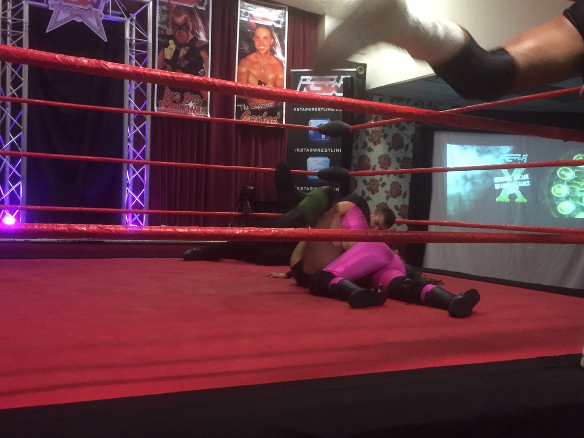 markypotter316's tweet photo. @KStarWrestling @CarlosKSW & #zoeblaze vs #poisonenvy & @kswarmstrong part two your winners Carlos & Zoe great match https://t.co/aYhnjttjDH