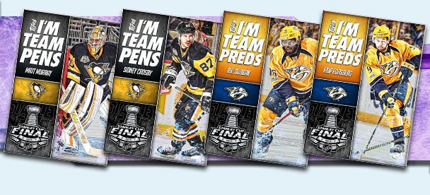 ToppsNHL's tweet photo. Where does your Allegiance lie? Get ready for the #StanleyCup Final by choosing #Pens or #Preds in the latest #ToppsNHL chase! https://t.co/WhKWkbhf66