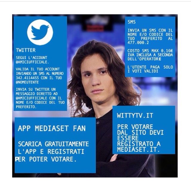 SebaMeloo's tweet photo. COME VOTARE SEBASTIAN #amici16 https://t.co/Tr39h13Guv