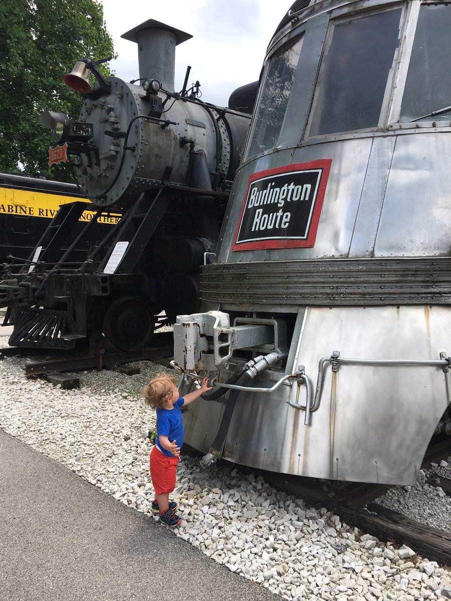 @MuseumTransport-this little man LOVED his first trip! Thanks for all you do!!! Choo-choo!!! #motfun #getthekidsoutside #trains #funfriday