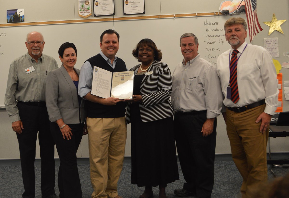 PSUSD's tweet photo. Two Desert Hot Springs teachers selected as Riverside County Teachers of Year. Congratulations Dr. Brian McDaniel and Michelle Beyronneau! https://t.co/NkBEF87dAk