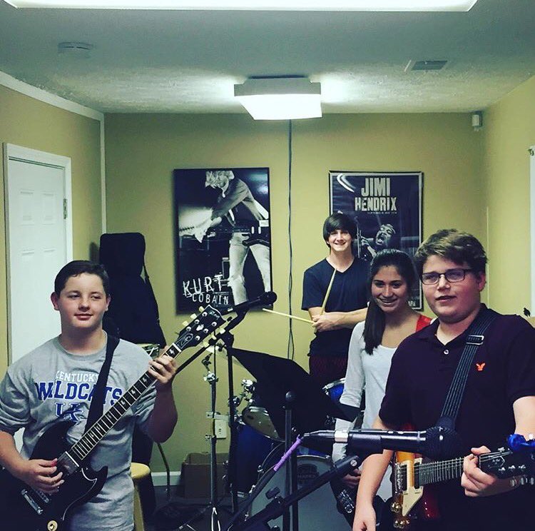 OKAY THROWBACK one of our first band practices and first pictures together 😂