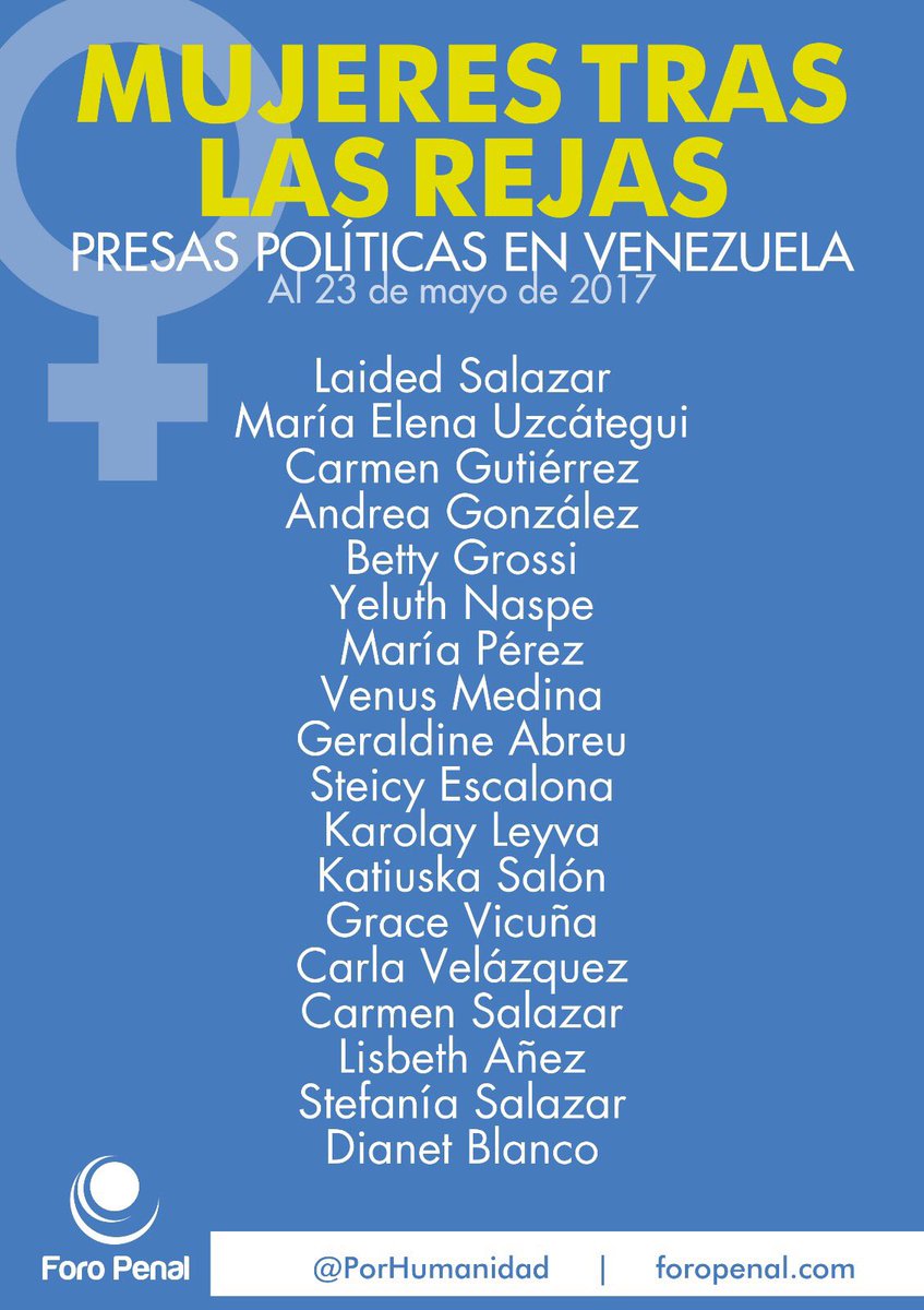 alfredoromero's tweet photo. 18 Mujeres presas políticas en #Venezuela https://t.co/O8BbZSn6fe