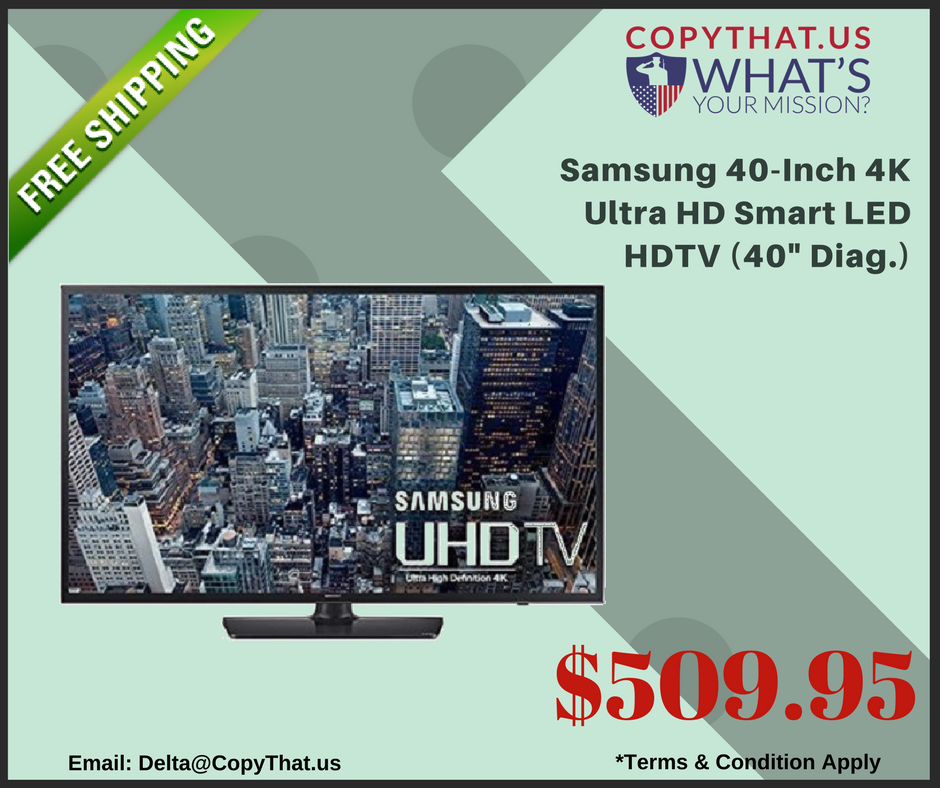 Copy_That_US's tweet photo. #Samsung 40-Inch 4K Ultra HD Smart LED #HDTV (40" Diag.) #LEDTV #HDSmartTV #UltraHDSmartTV https://t.co/gIS0JlPHXO https://t.co/SKHhlLOfkc