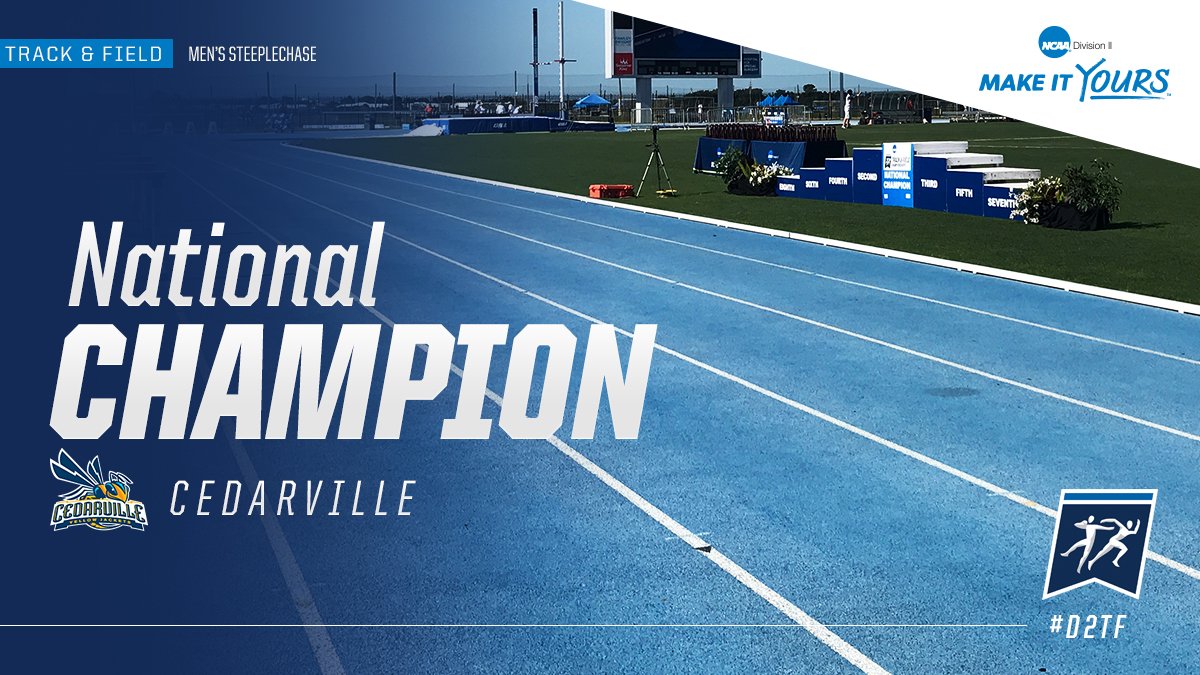 NCAADII's tweet photo. Congratulations to Daniel Michalski of Cedarville on being the #D2TF 2017 Men's Steeplechase National Champion. https://t.co/KKI6Oyp098