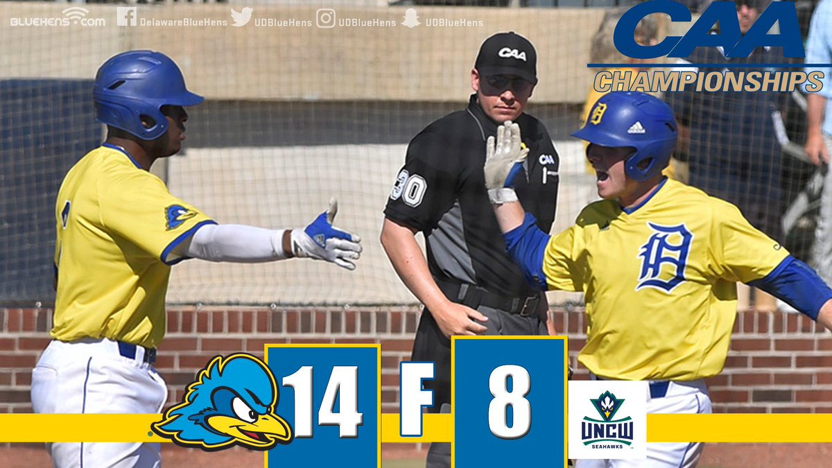 DelawareBASE's tweet photo. #BlueHens advance to #CAAChamps Championship game with 14-8 victory over UNCW. 

RELEASE: 

https://t.co/Uff9gMrtBu https://t.co/HR8C284A1T