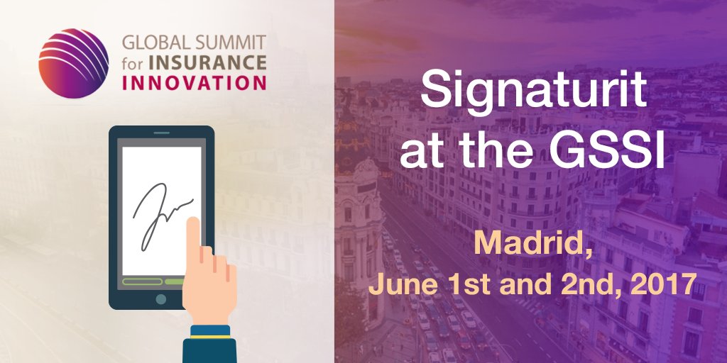 signaturit's tweet photo. If you work in the #insurance sector, you will want to be in #Madrid on June 1 & 2. #GSII17 #InsurTechNOW https://t.co/HuhdediemW https://t.co/YgTKypv2oO