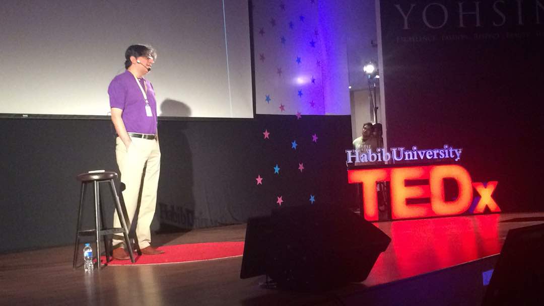 TEDxHU19's tweet photo. President Rizvi speaking about the Habib family and how they created a legacy institution, @HabibUniversity. #TEDxHU #curatingcuriosity https://t.co/I2bv52RMBv