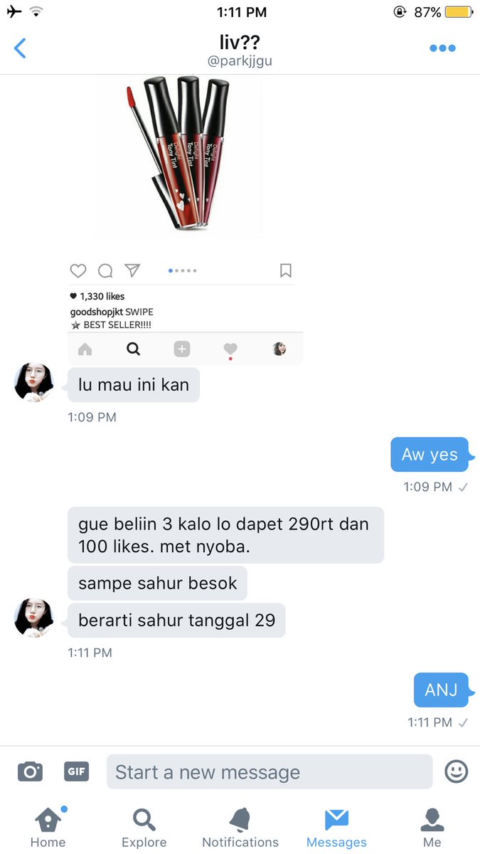 Bismillah, abis morotin @parkjjgu juga (mksh inspiradinya teteh) tolong 290 rt &amp; 100 likesnya TOLONG PLS LIPTINT GUE ABIS KAMSA